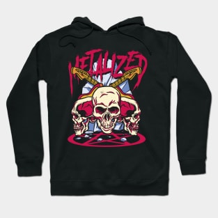 Metalized - Skully and guitarrs Heavy Metal Design Hoodie